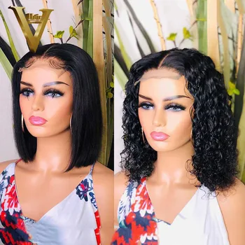 

Short Bob Lace Front Wigs For Women Straight 360 Lace Frontal Wig Brazilian Remy Curly Bob Wig Lace Front Human Hair Wigs 150%