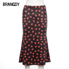Brandgy Skirts Women 2020 Fashion New Love Printing Leisure Bag Hip Skirt Low Waist Loose Skirt Women Y2K Skirt юбка женская