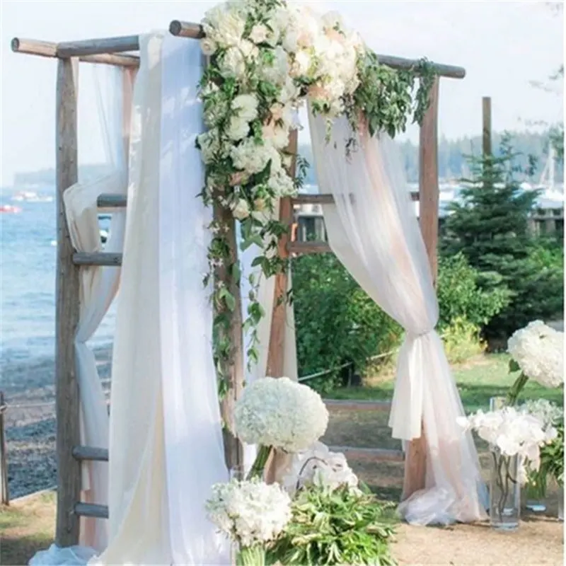 

10M/lot 72cm Width Sheer Crystal Organza Tulle Roll Fabric for Wedding Arch Deco Festival Party Decoration Supplies Chairs Cover
