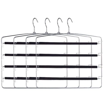 

HOT Multi Pant Hanger Slacks Hangers Space Saving Non Slip Multi Layers Swing Arm Space Saver Storage Pant Slack Hangers for Pan