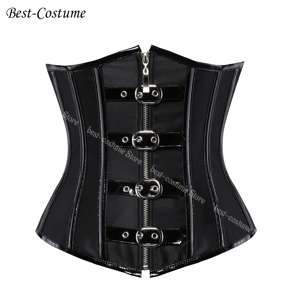 Sexy Gothic Spiral Steel Boned Corset Burlesque Steampunk Clothing Zipper Costume Bustiers Shapewear Black Red
