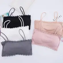 Для женщин женские обернутое вокруг груди трубки с нагрудными вкладышами; нижнее белье из хлопка, топ-труба