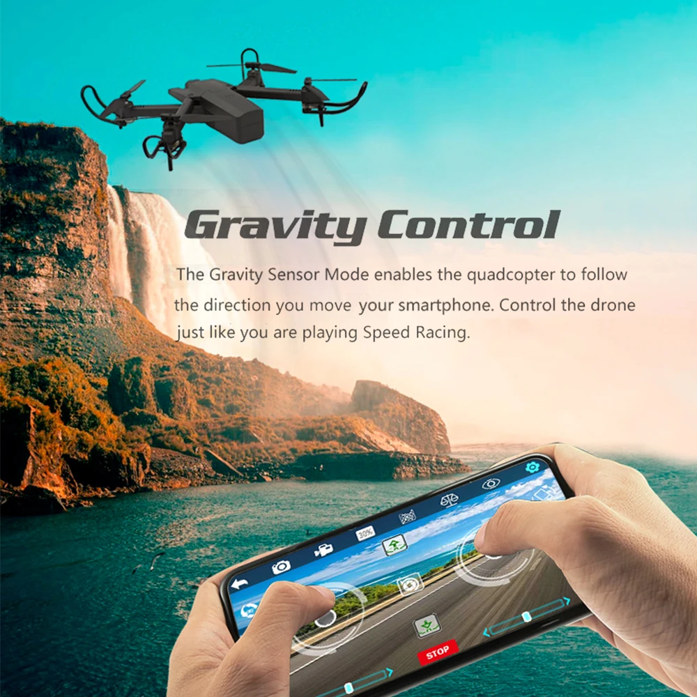 GW106 Радиоуправляемый Дрон с камерой 720 P, Wi-Fi, FPV, контроль над высотой, приложение, складной Квадрокоптер, Дрон с дистанционным управлением для начинающих