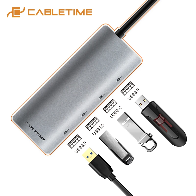 

Cabletime USB C HUB 4 port USB 3.0 Charge USB Type C 3.1 Adapter with PD For Laptop MacBook Samsung Galaxy S9/S8/Note 9 C229