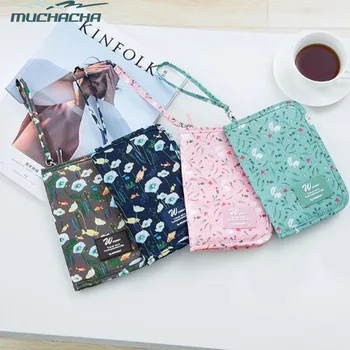 

Women Travel Wrist Strap Passport Cover Holder Waterproof Floral Ticket Storage Purse Credit ID Document Organizer Wallet