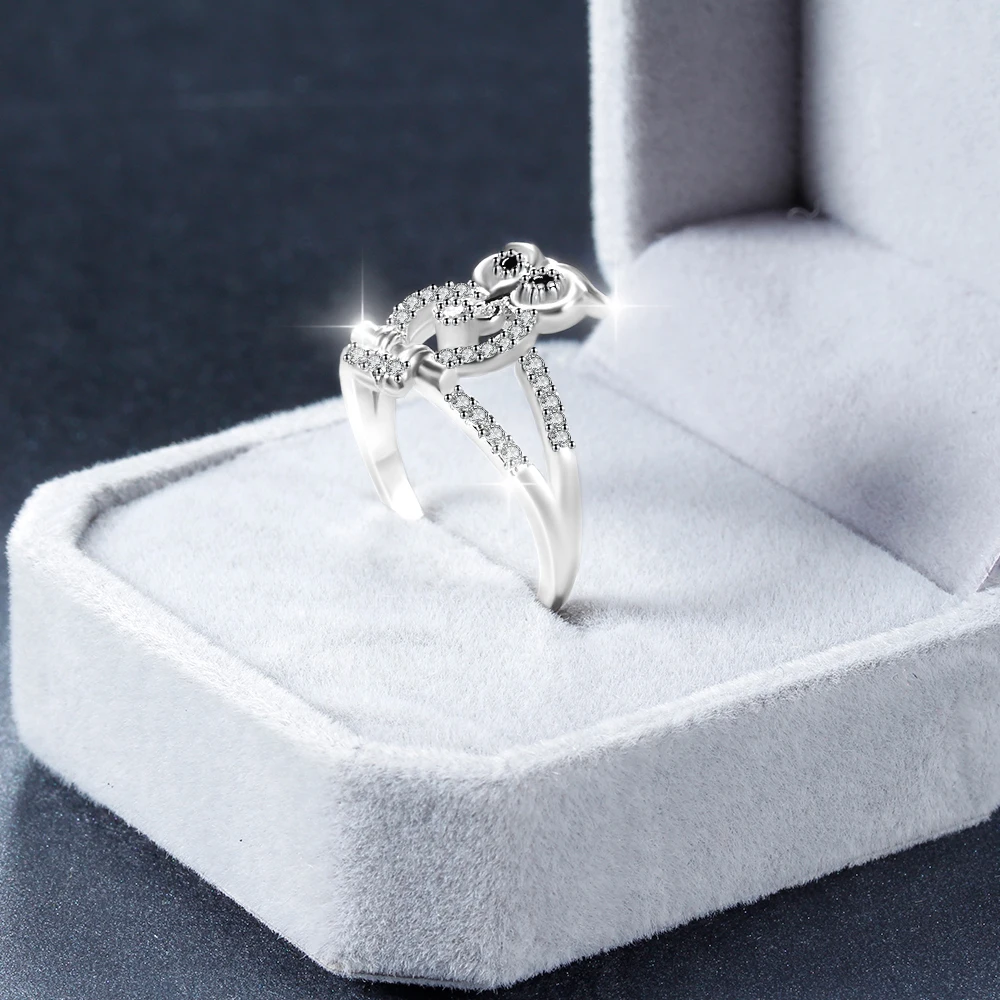 Модное креативное металлическое женское Гламурное серебряное кольцо многослойное модное кольцо сова мини циркониевое кольцо красочное украшение вечерние и свадебные