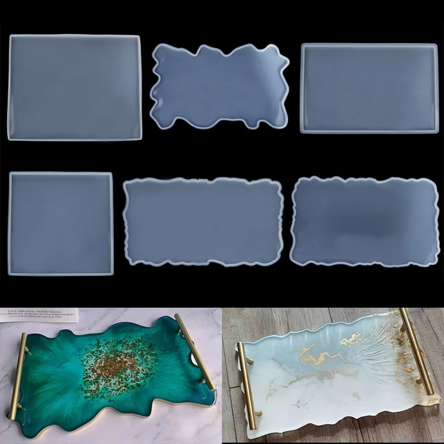 Big Rectangle Plate Resin Mold Fruit Disc Tea Tray UV Epoxy Molds Coaster  Silicone Mould for