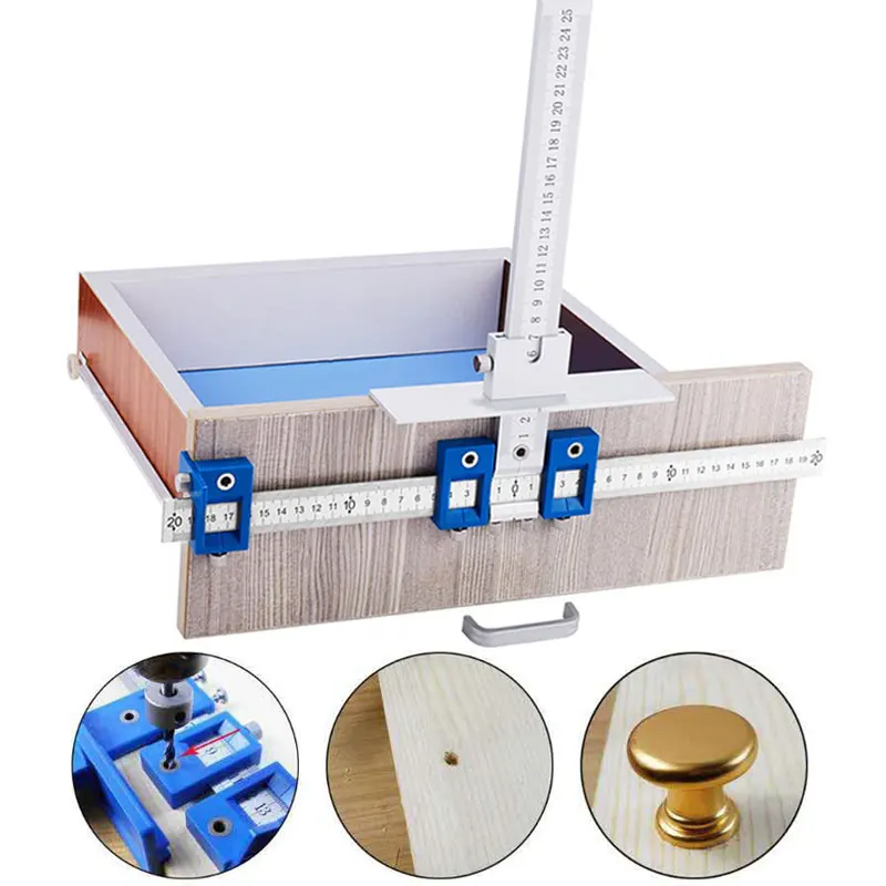 

Drill Guide Sleeve Cabinet Hardware Jig Drawer Pull Wood Drilling Dowelling Hole Jig Furniture Punching Tool True Position Tools