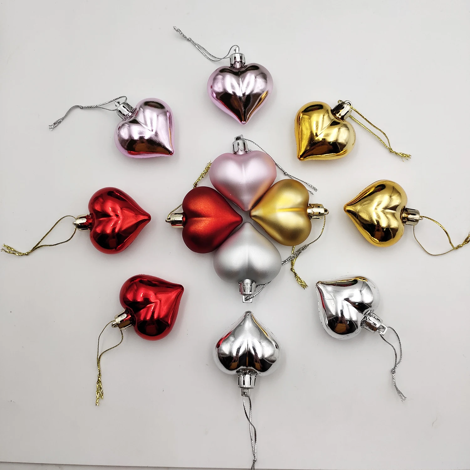 Christmas Decorations 6PCS Heart Pendant Ball Christmas Tree XMAS Party Ornaments For Home Living Room New Year Decor
