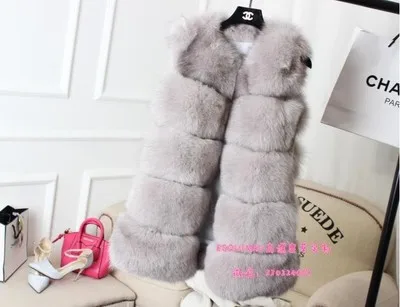 natural color Меховые женские пальто из искусственного меха плюс размер 3xl 4xl роскошный жилет из искусственного меха лисы женская зимняя верхняя одежда полосатая Большая куртка J185 - Цвет: natural color