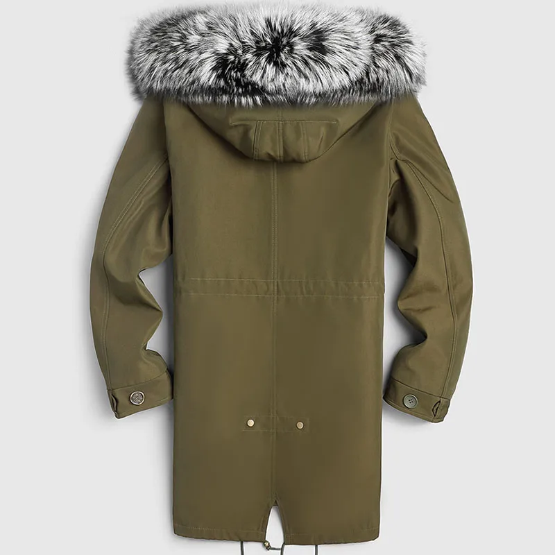 Пальто с натуральным мехом, зимняя куртка, Мужская парка с подкладкой из натурального меха норки, мужская длинная куртка с воротником из лисьего меха, мужская куртка размера плюс, Erkek mon LSY1170