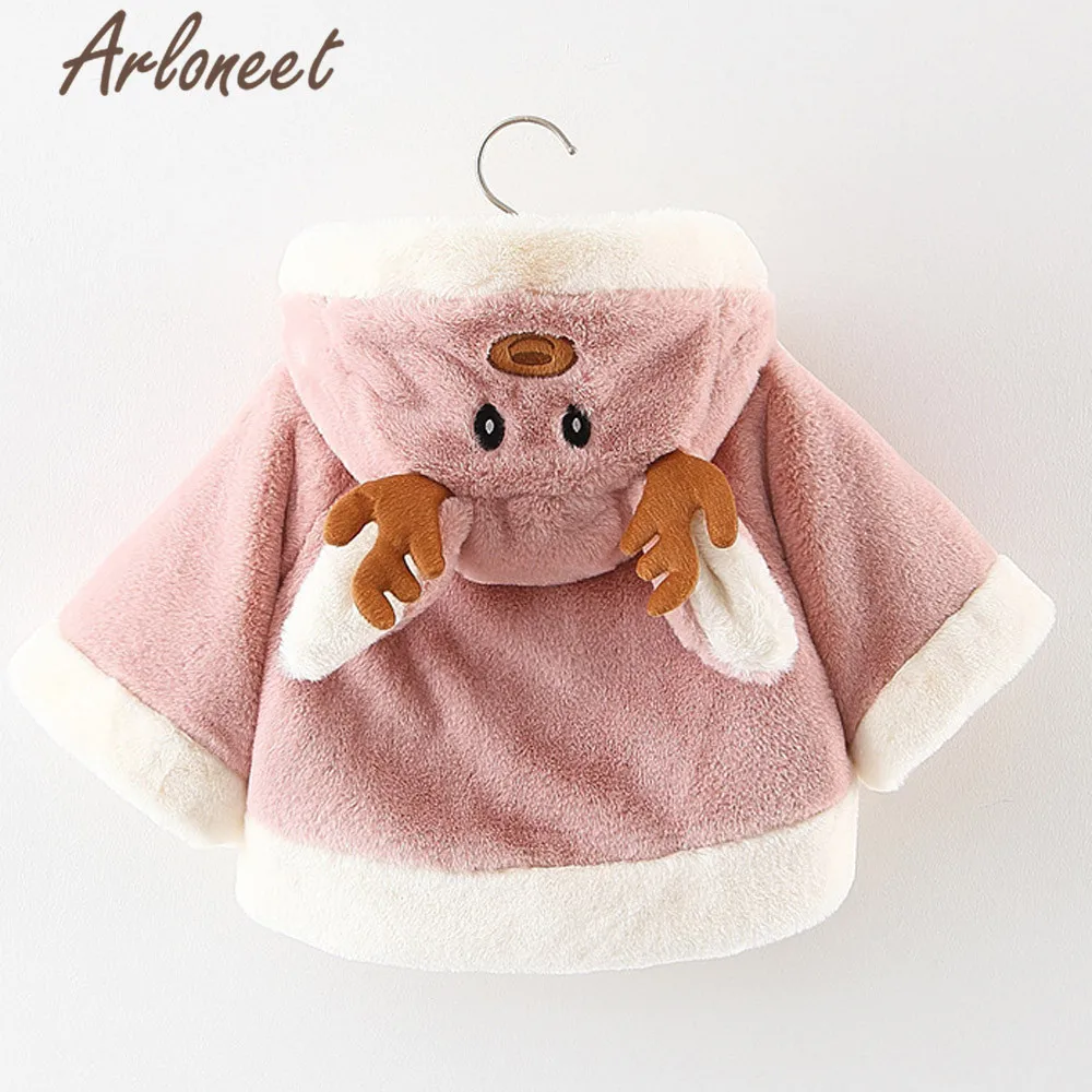 ARLONEET/рождественское пальто; зимнее плотное пальто для новорожденных девочек; плащ с капюшоном и рисунком оленя; г.; пальто для малышей; Верхняя одежда для девочек