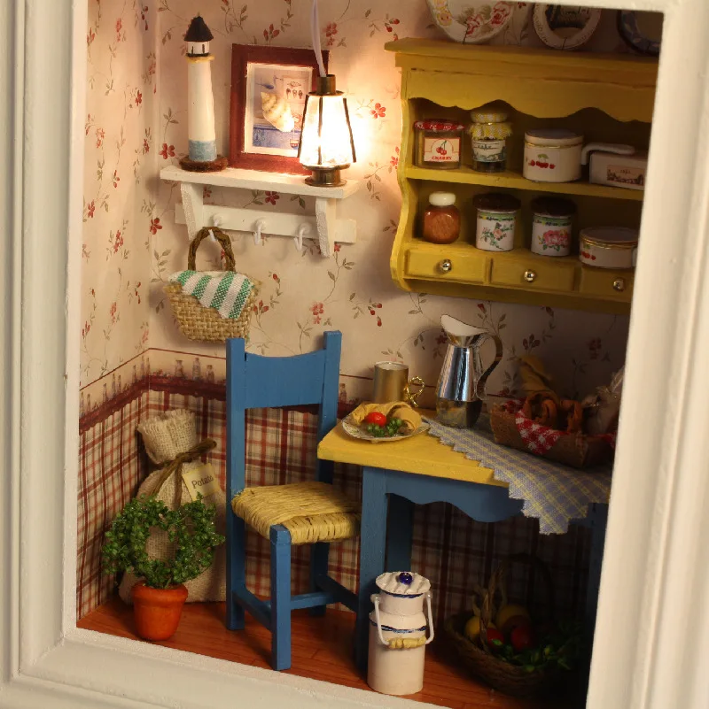 Кукольный домик фото кукла с рамкой дом неторопливый Ланч ручной работы Сборка креативный подарок деревянная мебель комплект миниатюры