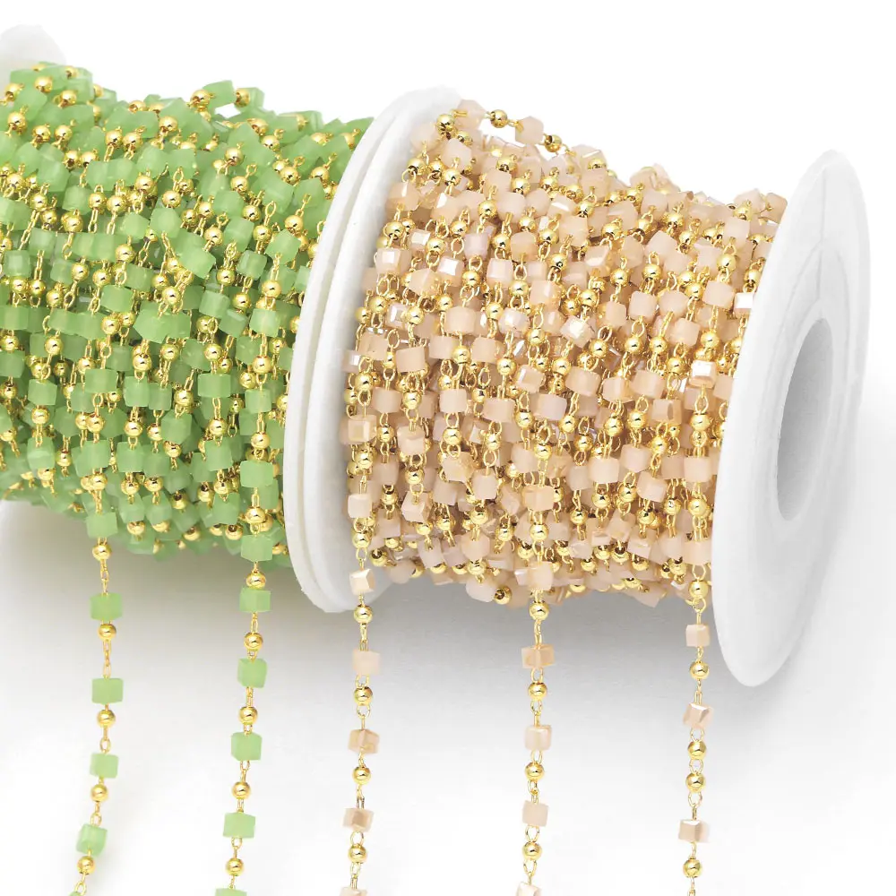OCESRIO 10M Bohemia Crystal Chain Making Accessories Gold Plated Brass Trendy Handmade Jewelry Creation Findings for Diy cana058