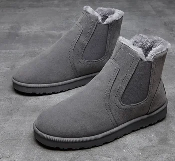 

High Quality Winter Shoes Men Snow Boots Warm Plush Cold Winter Mens Ankle Boots Thick Sole Cotton Shoes Male Fur Footwear