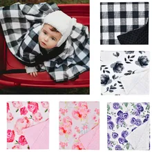 Мягкая пеленка для новорожденных; пеленка в клетку с цветочным рисунком для малышей; Пеленка из органического хлопка для маленьких девочек; тюрбан; спальный мешок