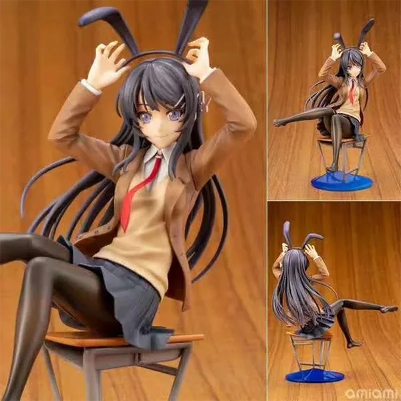 

20CM Anime Aniplex Rascal Does Not Dream of Bunny Girl Sexy Senpai Sakurajima Mai Chair Ver. 1/7 PVC Action Figure Model Toy New