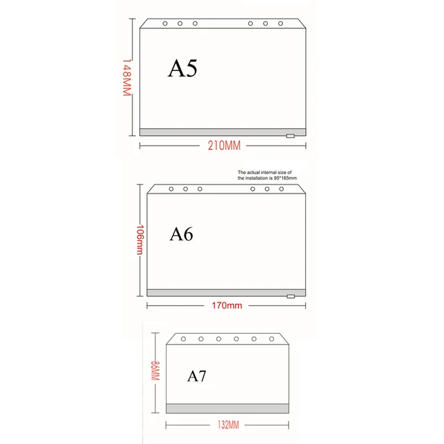 Abnaok A7 Classeur Pochette Transparente, 12 PCS 6 Trous Pochettes Classeur  Pochettes Classeur en Plastique Il Convient aux Personnes qui étudient et