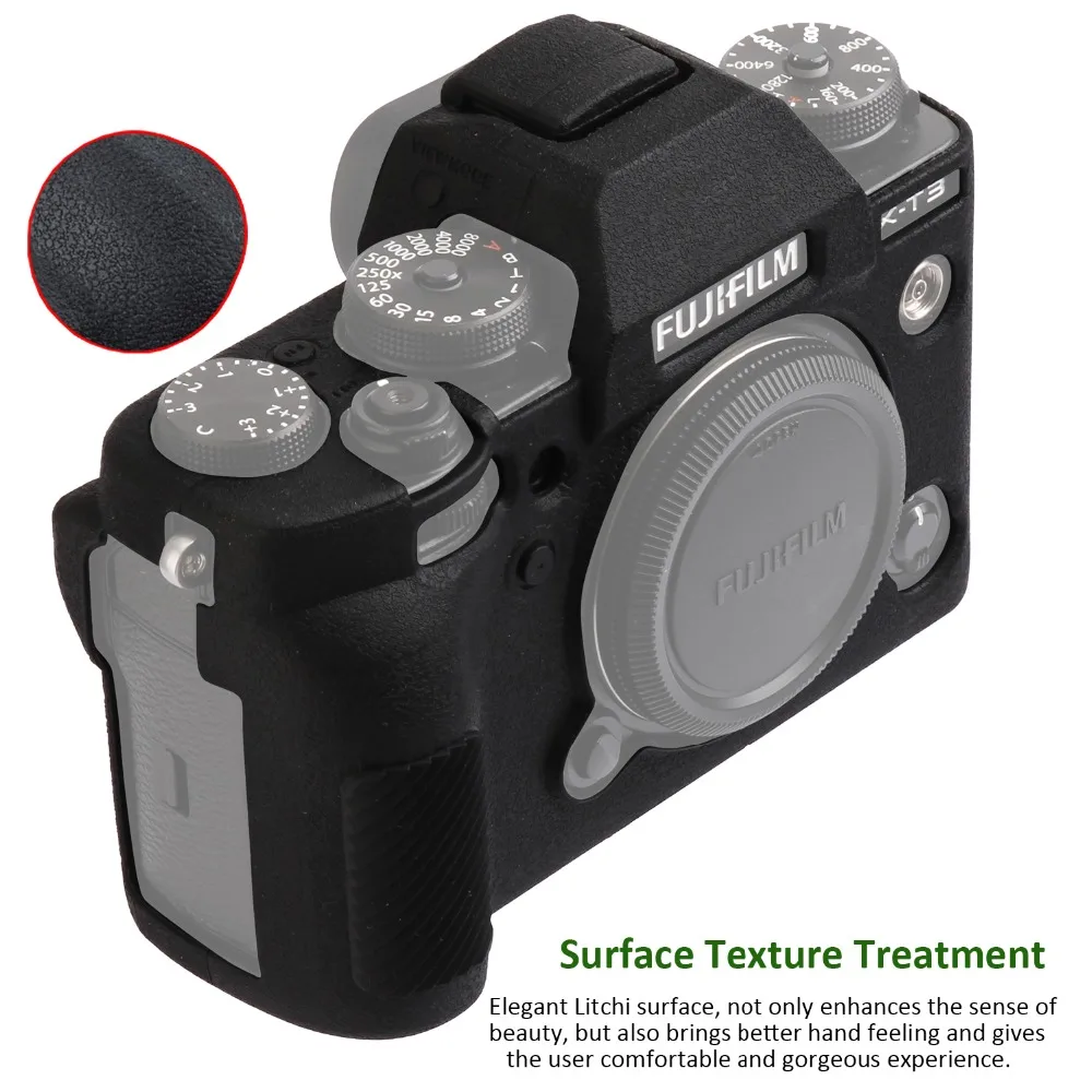 Противоскользящий силиконовый чехол для камеры FUJIFILM Fuji X-T3 XT3 цифровая камера с текстурой личи защитный чехол для поверхности