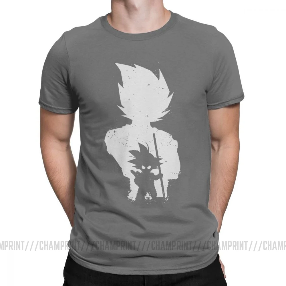 Goku силуэт Dragon Ball футболки мужские хлопок футболка Супер Saiyan Vegeta Dbz ультра Харадзюку Футболка короткий рукав размера плюс - Цвет: Темно-серый