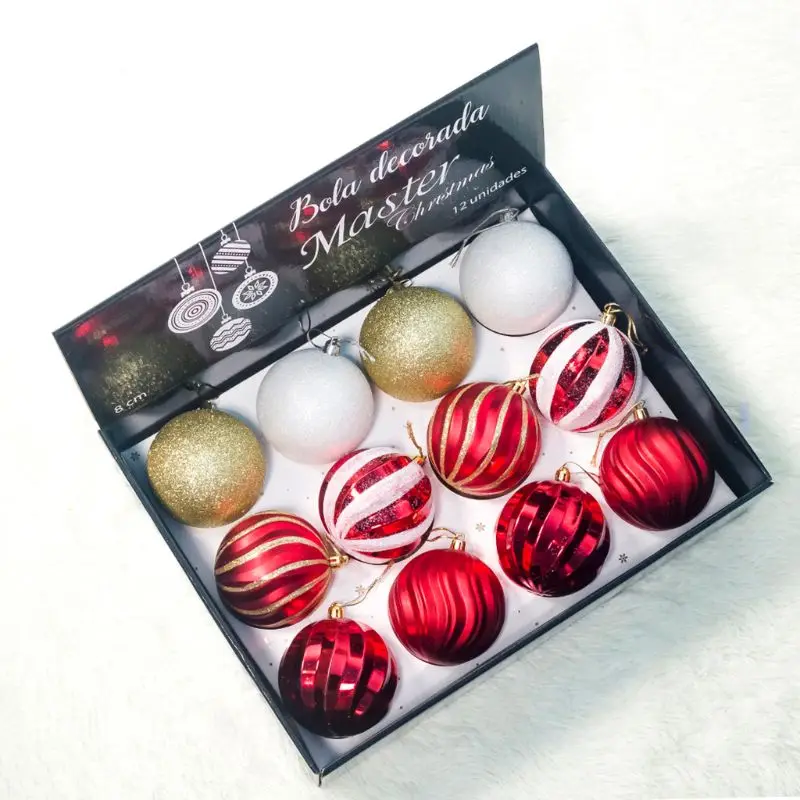 

12pcs 8cm Christmas Balls Party Baubles Xmas Tree Decoration Hanging Ornament Xmas Home Party Decor New Year Gift