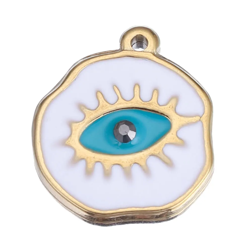 5 шт./лот золотые синие подвески из нержавеющей стали с изображением сглаза