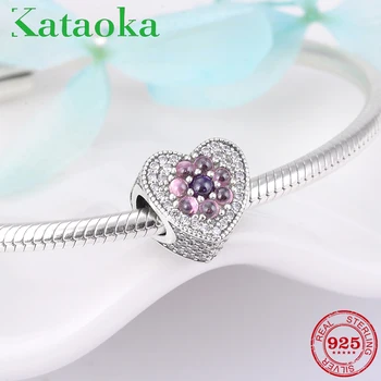 

Valentine's Day gift Heart Shape pink Bubble CZ beads Fit Charms European Original Silver 925 Bracelets Jewelry making 2019