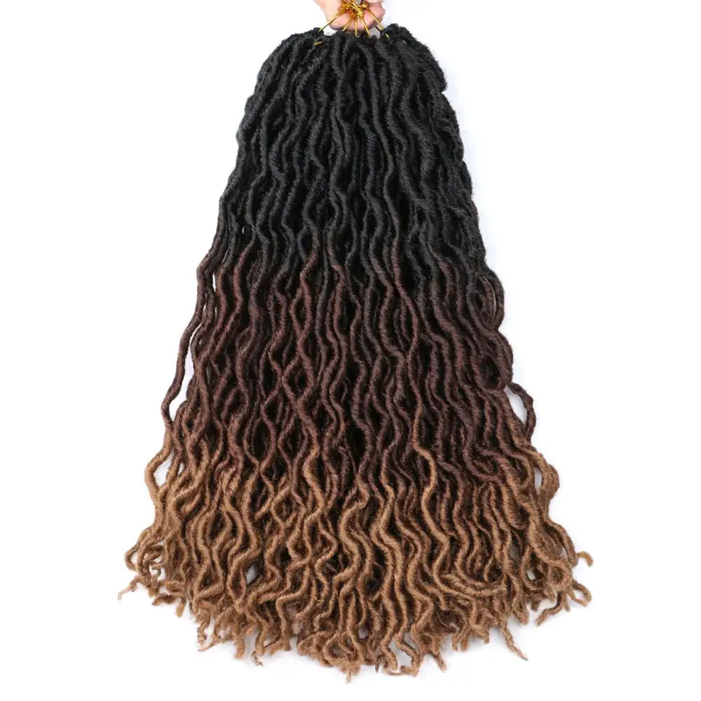 Pervado волосы богиня Faux Locs Curly Омбре плетение волос Мягкие косы синтетические цыганские Locs крючком коса волос Exntension - Цвет: 1B/27HL