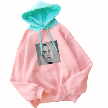 

Billie Eilish Photograph Printed Hoodies Women Autumn Winter New Fleece Casual Streetwear Funny Spell Color Splicing Sweatshirts