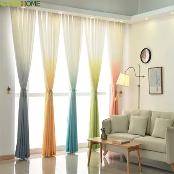 

Gradient Color Window Curtains for Living Rooms Bedrooms Decoration Sheer Voile Drapes