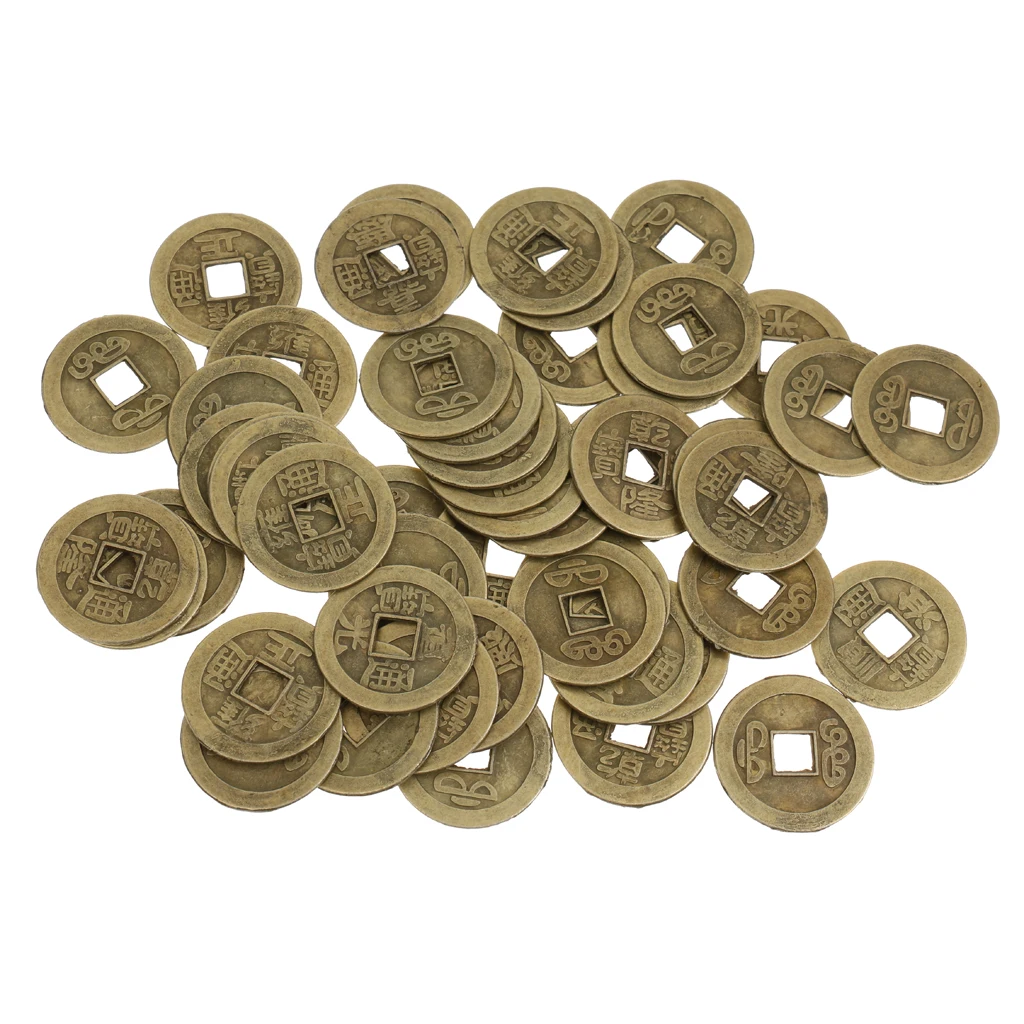 50 Pieces Feng Shui Coins Chinese Ancient Fortune Coin 1'' Diameter I Ching Money Charm