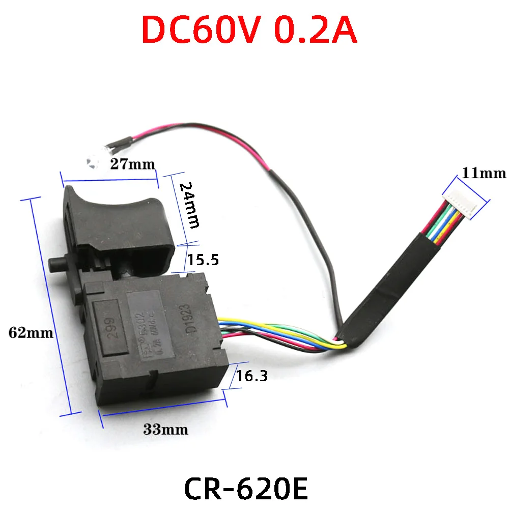 interruptor dustproof dc do disparador do botão do controle de velocidade da broca elétrica sem fio