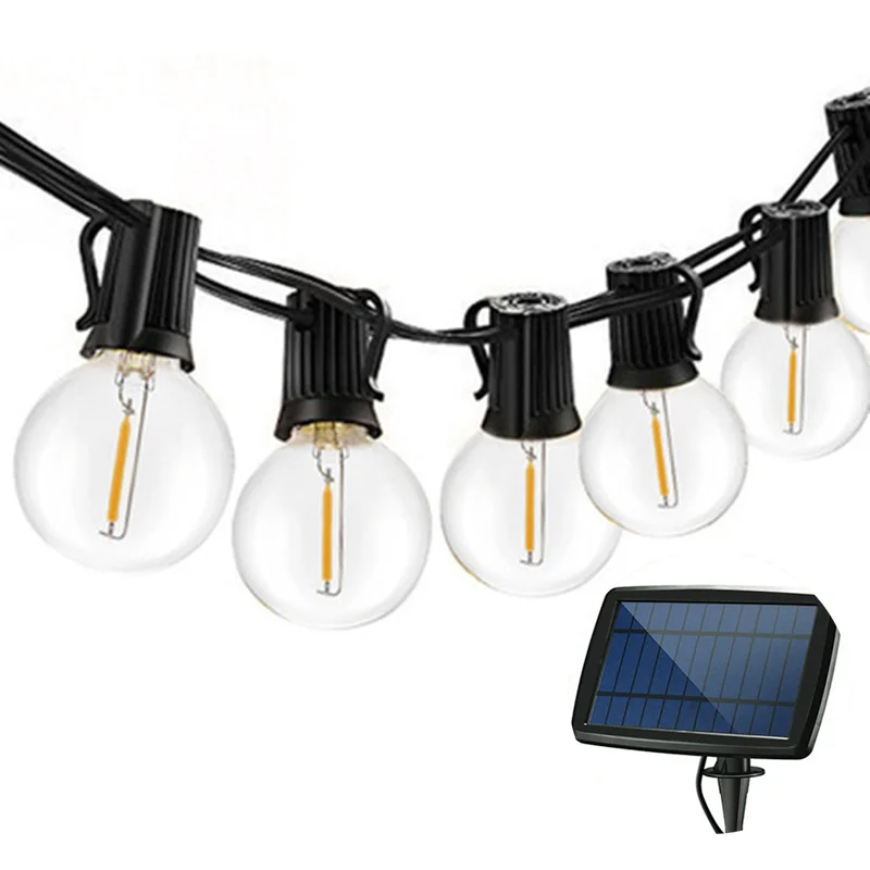 

25 LED Solar Light String Outdoor 25Ft G40 Bulb Globe String Lights For Indoor Outdoor Light Decoration For Garden Patio Party