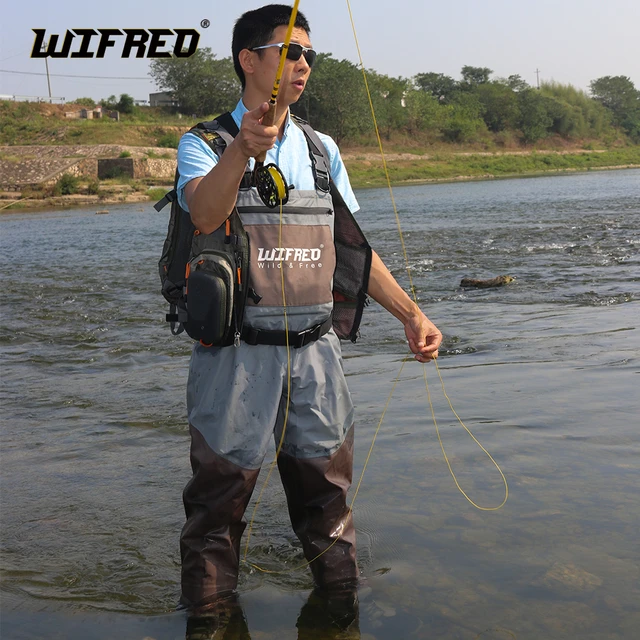 WIFREO Fly Fishing Wader Wading Pants Portable Chest Overalls 3 Ply  Breathable Waterproof Clothes Wading Pants