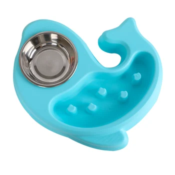 

Dog Bowl Cat Bowl Stainless Steel Dog Food Bowl Teddy Dog Food Bowl Slow Food Anti-choking Double Bowl Pet Supplies DD60WS