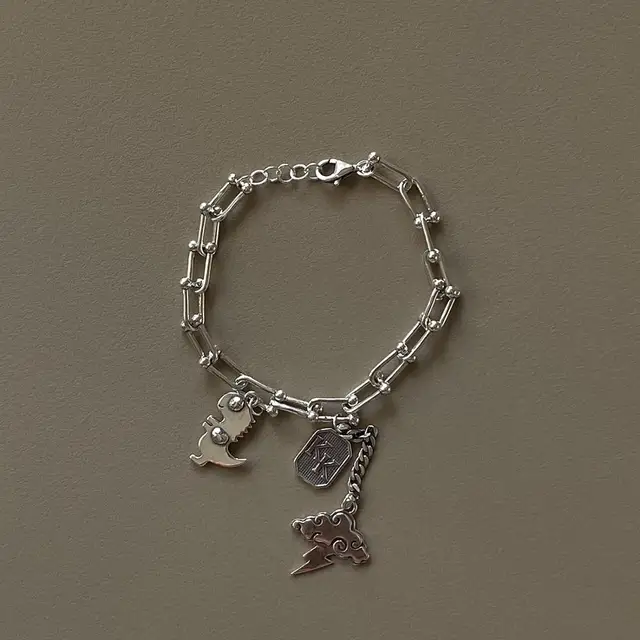 US $33.87 Industry Authentic Sterling silver dinosaur Cloudy Charms Wrist CHUNKY chain bracelets