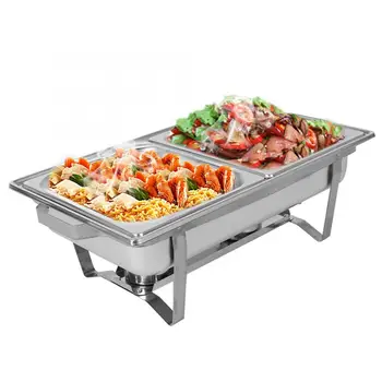

2Slots 9L Stainless Steel Rectangular Chafing Dish with Pan Alcohol Furnace for Buffet Catering