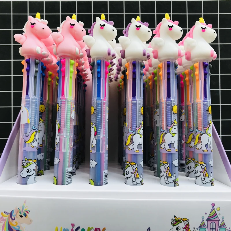 

1 PC Sleeping Baby Unicorn 6 Color Press Ballpoint Pen School Office Supply Student Stationery Kid Gift
