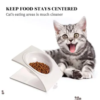 

Tilted Cat Dog Bowl Raised Cat Food Water Bowl Dish Stress Free Backflow Protection YU-Home