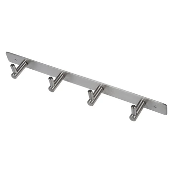 

Botique-4 Hooks Coat Robe Hat Clothes Wall Hanger Rack Holder Stainless