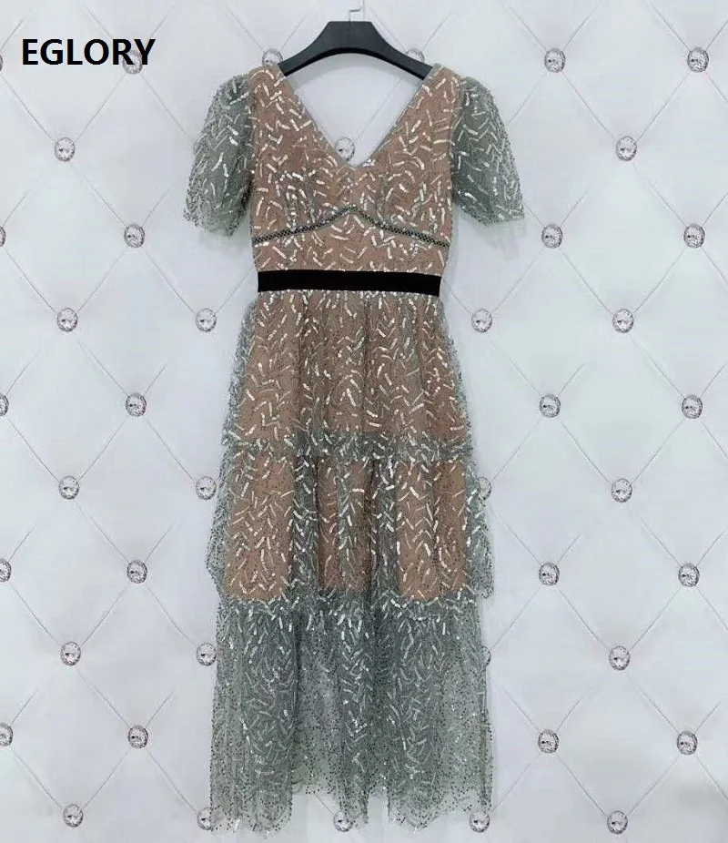 Платье с блестками лето 2020 люкс вечерние Клубные женские сексуальные v-образный