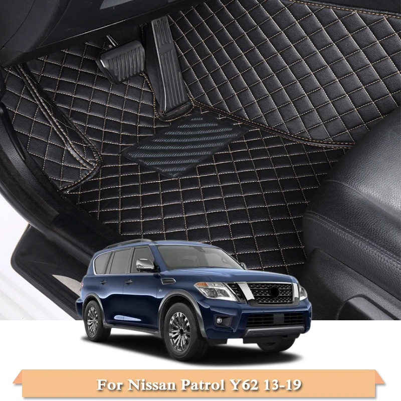Стильный кожаный для ключа от автомобиля автомобильные коврики для LHD Nissan Patrol Y62 13-19 автомобильные подушечки для ног автомобильное ковровое покрытие внутренние аксессуары