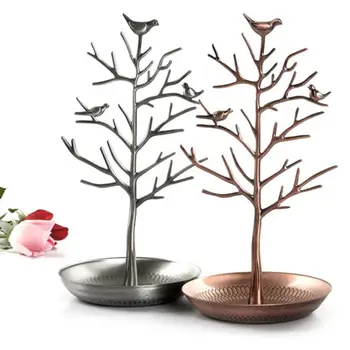 

Bird Tree Jewelry Display Stand Rack Tree Bird Stand Iron Necklace Earring Holder Bracelet Fashion Organizer box 4 colors
