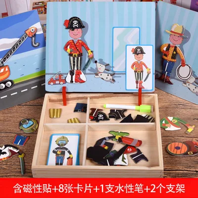 Early Education Magnetic Puzzle Cognitive Pairing Beneficial Intelligence Magnetic Paste Face Features Wooden Toys 6