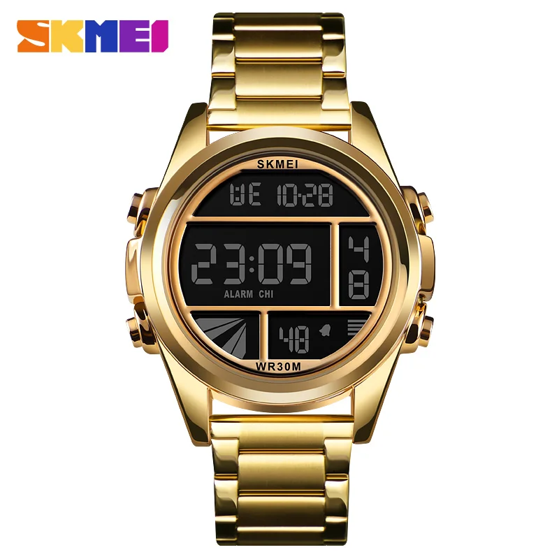 SKMEI Relogio Masculino 1448 Мужские Цифровые Часы Секундомер-Хронограф Календарь черные прозрачные стразы водонепроницаемые наручные часы