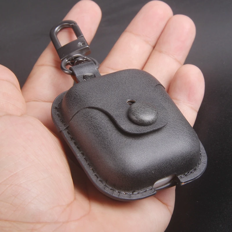 for OPPO enco free case business retro color leather protective cover keychain crazy horse series true wireless headphones case
