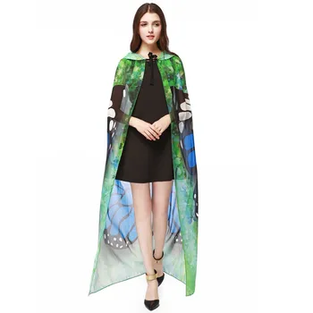 

Women's Adult Capes Halloween Chiffon Cloak Cape Hooded Medieval Butterfly Print Costume Witch Wicca Vampire Ponchos#G2