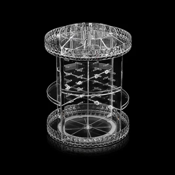 

Transparent Acrylic Cosmetic Storage Box Lipstick 360 Degree Rotation Dresser Display Spin Holder Jewelry Brush Makeup Organizer