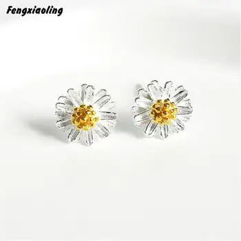 

Fengxiaoling Earings Fashion Jewelry 2020 925 Sterling Silver Daisy Flower Earrings For Women Freshness Beauty Stud Earrings