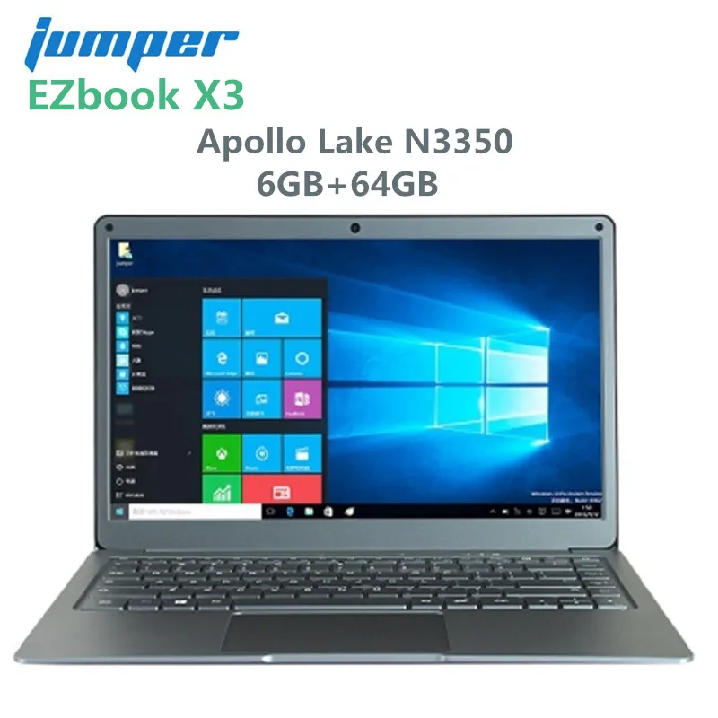 

Jumper EZbook X3 notebook 13.3 Inch IPS display laptop Windows 10 Intel Apollo Lake N3350 Dual Core 1.1GHz 6GB 64GB eMMC 2.4G/5G